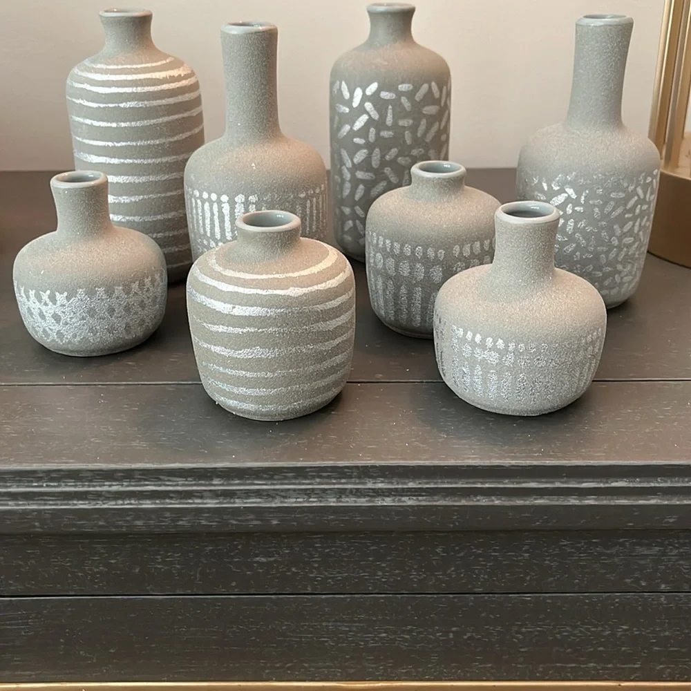 Storied Home Decorative Stoneware Vases, Set of 8. NEW